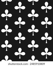 Vector seamless pattern of flat cross suit card isolated on black background