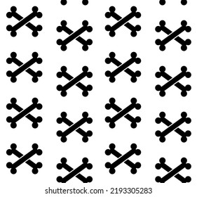 Vector seamless pattern of flat crossed bones isolated on white background