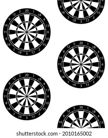 Vector seamless pattern of flat Darts board target isolated on white background