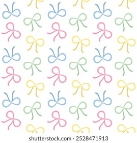 Padrão de vetor sem costura de gravata borboleta de cor diferente plana isolado no fundo branco