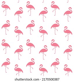 Vector seamless pattern of flat flamingo silhouette isolated on white background