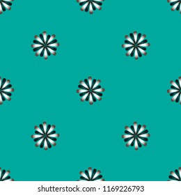 Vector seamless pattern with flat flowers on a blue background. Cute retro vector illustrations for stickers, labels, tags, scrapbooking