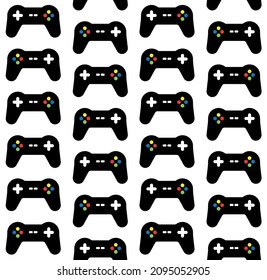 Vector seamless pattern of flat Game console joystick isolated on white background