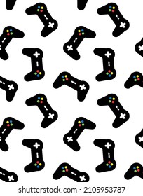 Vector seamless pattern of flat gaming console joystick isolated on white background