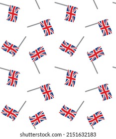 Vector seamless pattern of flat Great Britain flag isolated on white background