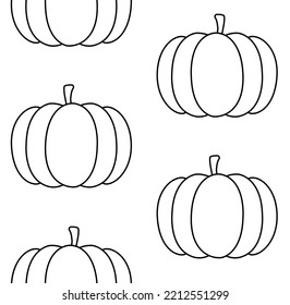 Vector seamless pattern of flat hand drawn outline pumpkin isolated on white background