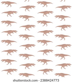 Vector seamless pattern of flat hand drawn tyrannosaurus rex dinosaur isolated on white background