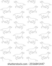 Vector seamless pattern of flat hand drawn outline labrador dog isolated on white background