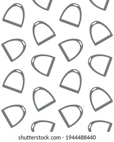 Vector seamless pattern of flat horse equestrian saddle stirrup isolated on white background