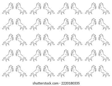 Vector seamless pattern of flat horse silhouette isolated on  background. Vector seamless pattern of color flat horse .