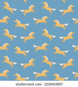 Vector seamless pattern of flat horse isolated on white background