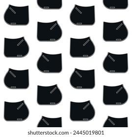 Vector seamless pattern of flat horse equestrian saddle pad silhouette isolated on white background