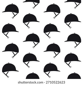 Patrón sin fisuras de Vector de casco de equitación plano aislado sobre fondo blanco