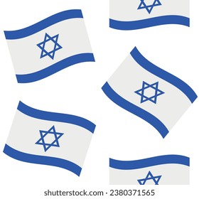 Vektor-nahtloses Muster einer Flagge Israels einzeln auf weißem Hintergrund