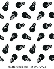 Vector seamless pattern of flat lamp bulb isolated on white background