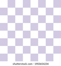 Vector seamless pattern of flat lavender lilac colored chess board checkered texture isolated on white background