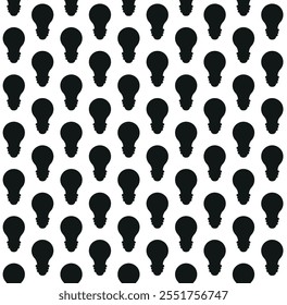 Vector seamless pattern of flat light bulb silhouette isolated on white background