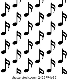 Vector seamless pattern of flat music note isolated on white background