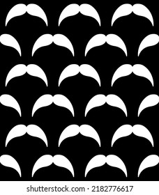 Vector seamless pattern of flat mustache isolated on black background