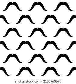 Vector seamless pattern of flat mustache isolated on white background