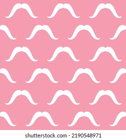 Vector seamless pattern of flat mustache isolated on pink background