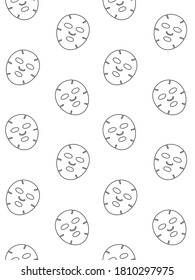 Vector seamless pattern of flat outline face beauty mask isolated on white background