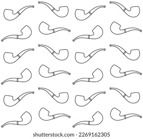 Vector seamless pattern of flat outline smoking pipe isolated on white background
