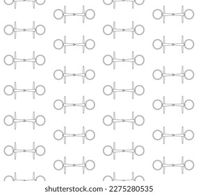 Vector seamless pattern of flat outline horse equestrian bit isolated on white background