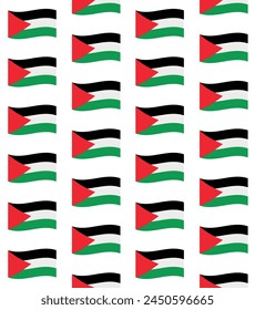 Vector seamless pattern of flat Palestine flag isolated on white background