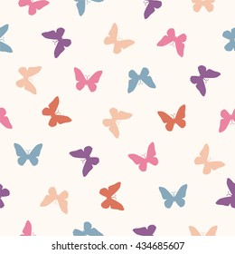 Vector seamless pattern - flat pastel butterflies