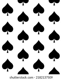 Vector seamless pattern of flat peak spades card sign isolated on white background