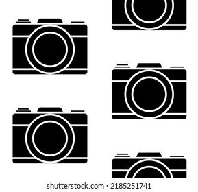 Vector seamless pattern of flat photo camera isolated on white background