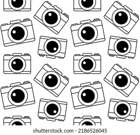 Vector seamless pattern of flat photo camera isolated on white background