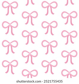 Vector seamless pattern of flat pink bowtie isolated on white background