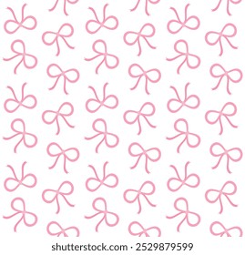 Vector seamless pattern of flat pink bowtie isolated on white background