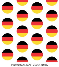 Vector seamless pattern of flat round Germany flag isolated on white background