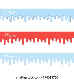 Vector Seamless Pattern with Flat Rounded Lines, Abstract Drops. Vector illustration isolated on white background