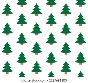 Vector seamless pattern of flat spruce tree isolated on white background