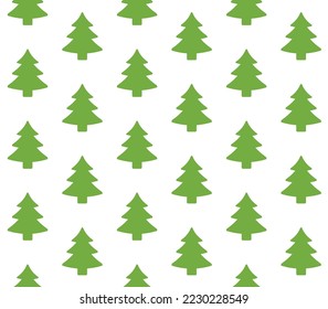 Vector seamless pattern of flat spruce tree silhouette isolated on white background