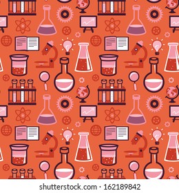 Vector seamless pattern in flat style - science and education