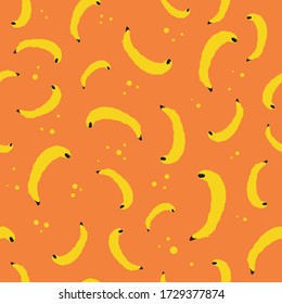 Vector seamless pattern flat stylish banana. Sketchy illustration, doodle repeat ornament for children textile, socks, kids fabric, wrapping paper, print, background, cloth, bermudas, package design