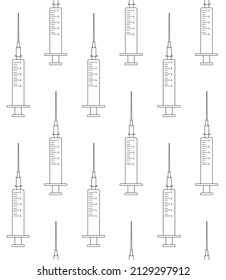 Vector seamless pattern of flat syringe isolated on white background