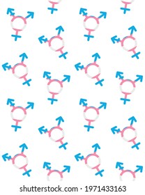 Vector seamless pattern of flat trans transgender transsexual flag symbol isolated on white background