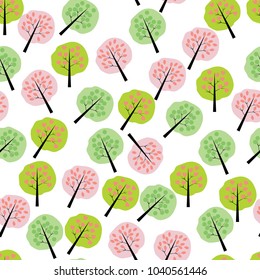 Vector Seamless Pattern. Flat trees.Eps10.