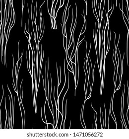 Vector seamless pattern with flexible branches. Minimalistic print for your design.