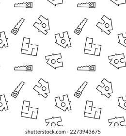 Vector seamless pattern of floor plan, saw, house on white background. It can be used for textile, backgrounds, placards, banners, backgrounds 