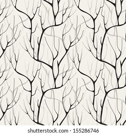 Vector seamless pattern. Floral background with branches without leaves