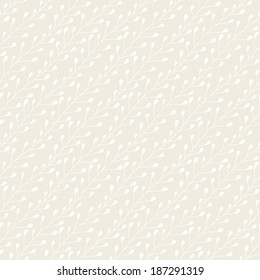 Vector seamless pattern. Floral background. Diagonal branches with smooth leaves