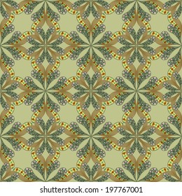 Vector seamless pattern. Floral background with geometric branches 