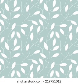 Vector seamless pattern. Floral background. Vertical branches with delicate leaves